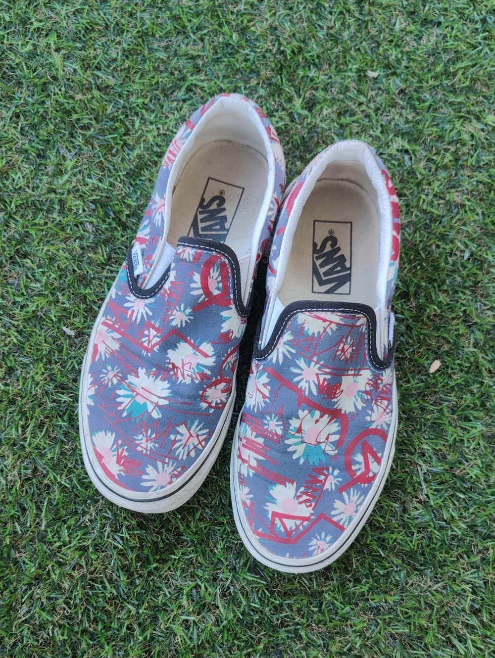 Vans Floral Peace-Sign Slip-On Sneakers
